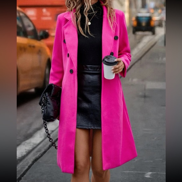 Plus size lapel collar double breasted overcoat jacket - Picture 1 of 13